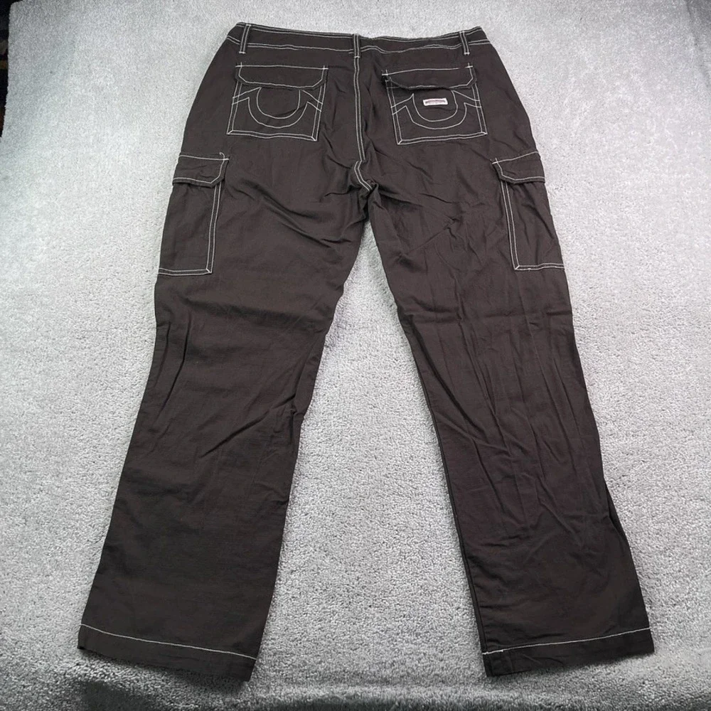 True Religion Cargo Pants Mens 36x31 Brown Ripstop Utility Streetwear Tactical